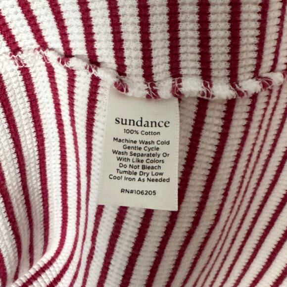 Sundance Elemental Joy Striped Thermal Long Sleeve Top Button Cuffs Red Size L - Picture 7 of 7